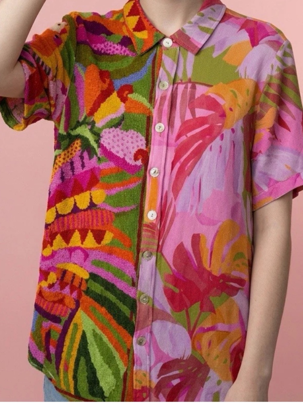 RACHEL ZOE BLOUSE Short Sleeve fun FLORAL PRINT Size S button down with collar